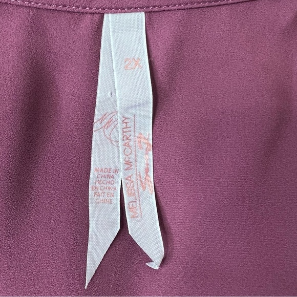 Melissa McCarthy Purple Faux Wrap Sleeveless Blouse Size 2x - Picture 7 of 10
